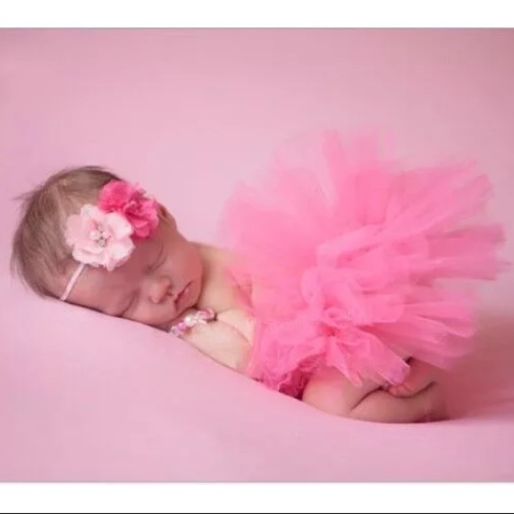 Tutu & Bow set Newborn Photo Prop sz 0-6m